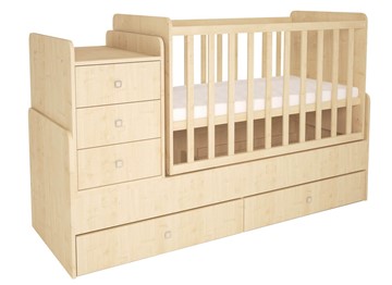 Кровать для новорожденных с комодом POLINI Kids Simple 1100 Натуральный в Нарьян-Маре