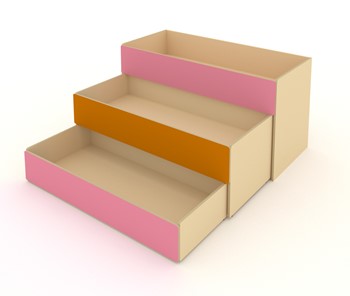Кровать для детей 3-х уровневая КД-3, Беж + Розовый + Оранжевый в Нарьян-Маре