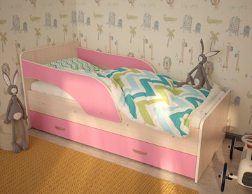 Кровать детская Максимка, корпус Млечный дуб, фасад Розовый в Нарьян-Маре