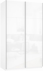 Шкаф 2-х дверный Прайм (Белое стекло/Белое стекло) 1200x570x2300, белый снег в Нарьян-Маре