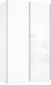 Шкаф-купе Прайм (ДСП/Белое стекло) 1200x570x2300, белый снег в Нарьян-Маре