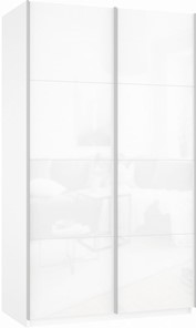Шкаф 2-дверный Прайм (Белое стекло/Белое стекло) 1400x570x2300, белый снег в Нарьян-Маре
