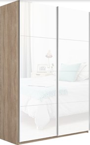 Шкаф 2-х дверный Прайм (Белое стекло/Белое стекло) 1400x570x2300, дуб сонома в Нарьян-Маре