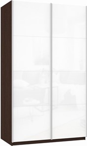Шкаф Прайм (Белое стекло/Белое стекло) 1400x570x2300, венге в Нарьян-Маре