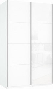 Шкаф-купе Прайм (ДСП/Белое стекло) 1400x570x2300, белый снег в Нарьян-Маре