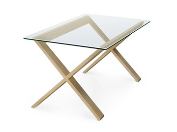 Стеклянный столик Оникс-11, Натуральный массив/Прозрачное стекло в Нарьян-Маре