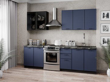 Прямой кухонный гарнитур 2600 Индиго, Черный/Темно-синий в Нарьян-Маре