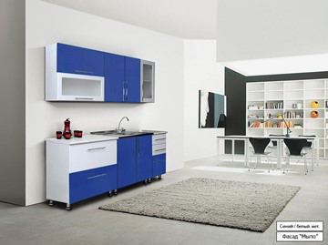 Кухня Мыло 224 2000х718, цвет Синий/Белый металлик в Нарьян-Маре