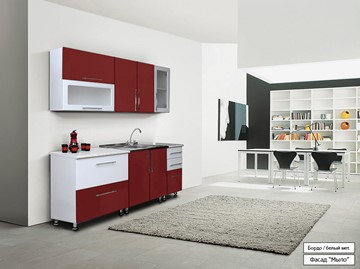 Маленькая кухня Мыло 224 2000х718, цвет Бордо/Белый металлик в Нарьян-Маре