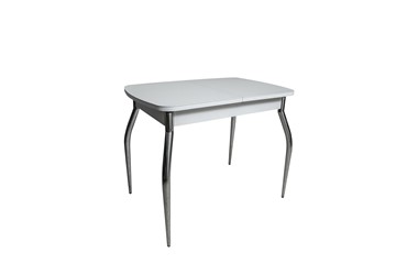 Стеклянный обеденный стол ПГ-02СТ белое/белое/хром фигурные в Нарьян-Маре