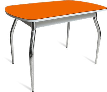 Стол из стекла ПГ-04 СТ белое/оранжевое/хром фигурные в Нарьян-Маре