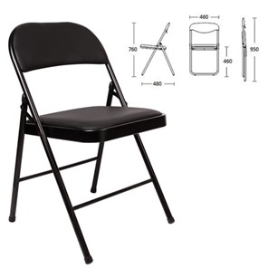 Офисный стул складной Brabix Golf Plus CF-003 Комфорт (черный каркас, кожзам черный) 531566 в Нарьян-Маре