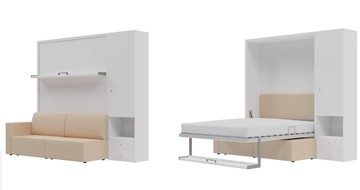 Кровать подъемная Кровать-трансформер Smart (КД 1400+ШП), шкаф правый, левый подлокотник в Нарьян-Маре