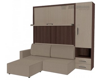 Шкаф-кровать трансформер Кровать-трансформер Smart (КД 1400+ШП+Пуф), шкаф правый, левый подлокотник в Нарьян-Маре