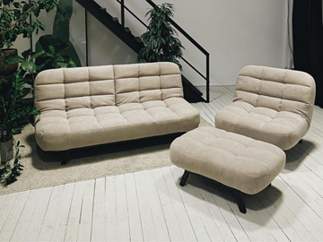 Комплект мебели Абри цвет бежевый диван + кресло +пуф пора металл в Нарьян-Маре
