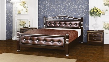Спальная кровать Карина-11 (Орех Темный, обивка бриллиант) 140х200 в Нарьян-Маре