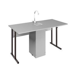 Детский стол 2-местный для кабинета химии Стандарт 5, Пластик Серый/Коричневый в Нарьян-Маре